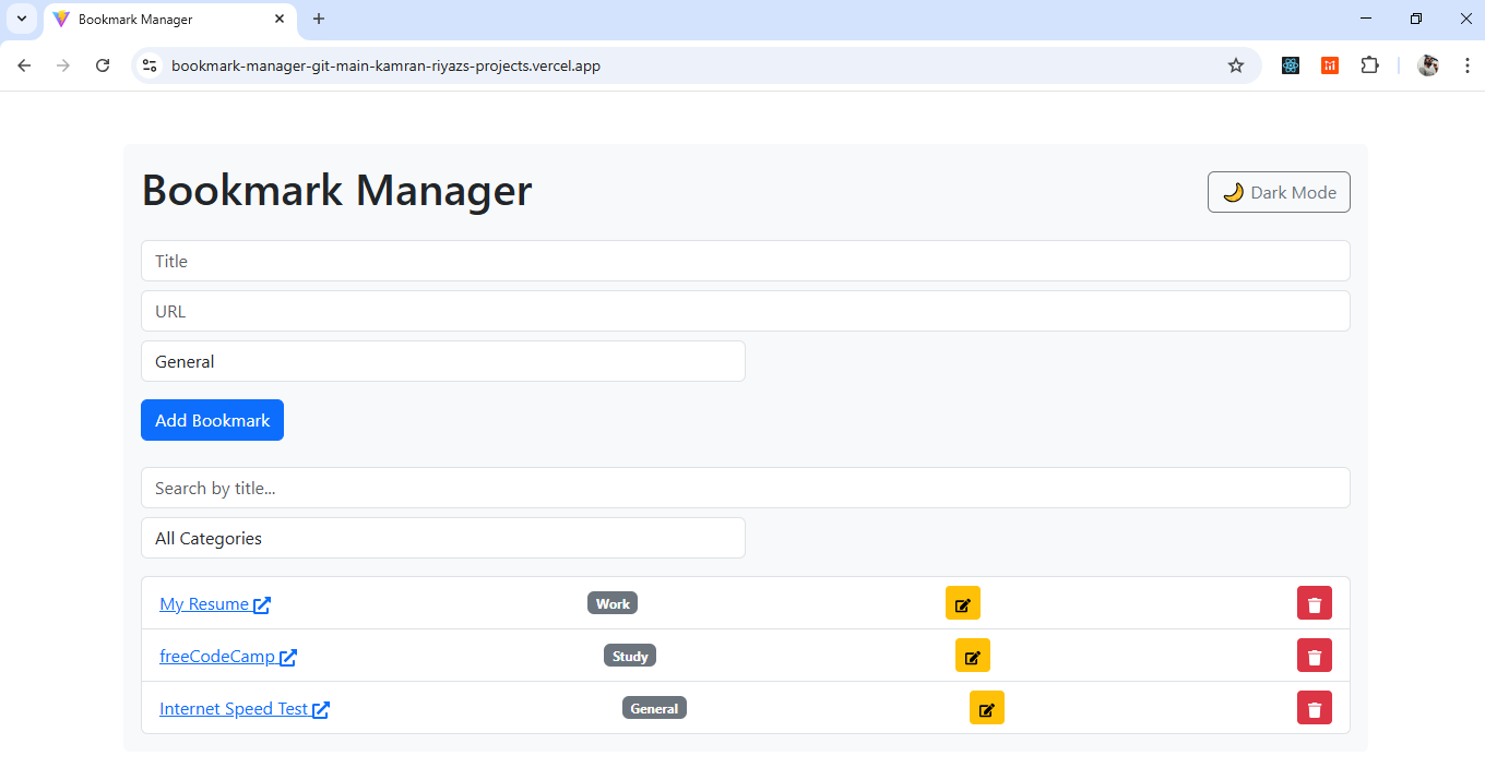 Bookmark Manager